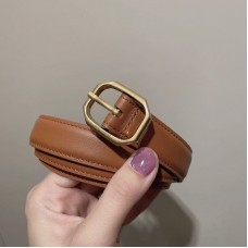 Replica Ysl Frame Buckle Thin Belt in Black with Tan
