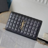 Replica Ysl Carre Chain Wallet in Black