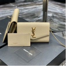 Replica Ysl Uptown Chain Wallet In Beige