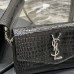 Replica Ysl Uptown Chain Wallet In Crocodile Embossed Shiny Leather with Silver Hardware