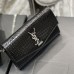 Replica Ysl Uptown Chain Wallet In Crocodile Embossed Shiny Leather with Silver Hardware