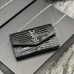 Replica Ysl Uptown Chain Wallet In Crocodile Embossed Shiny Leather with Silver Hardware