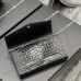 Replica Ysl Uptown Chain Wallet In Crocodile Embossed Shiny Leather with Silver Hardware