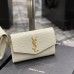 Replica Ysl Uptown Chain Wallet In Crocodile Embossed Shiny Leather in White