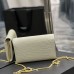 Replica Ysl Uptown Chain Wallet In Crocodile Embossed Shiny Leather in White