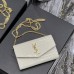 Replica Ysl Uptown Chain Wallet In Crocodile Embossed Shiny Leather in White