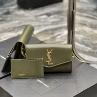 Replica Ysl Uptown Chain Wallet In Green