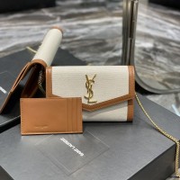 Replica Ysl Uptown Chain Wallet In Tan