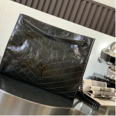 Replica Ysl Niki Shopping Bag in Black with Black Hardware