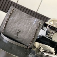 Replica Ysl Niki Shopping Bag in Grey Leather