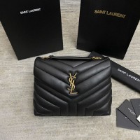 Replica Ysl Small Loulou Bag in Black and Gold