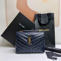 Replica Ysl Small Loulou Bag in Nevy Blue with Gold