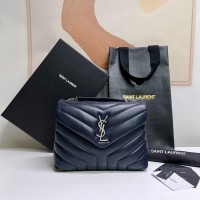 Replica Ysl Small Loulou Bag in Nevy Blue with Silver