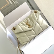 Replica Ysl Puffer Small Bag in White with Gold Hardware