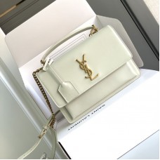 Replica Ysl Sunset Top Handle Flap Bag in White